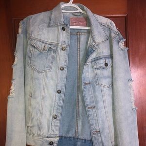 Distressed jean jacket